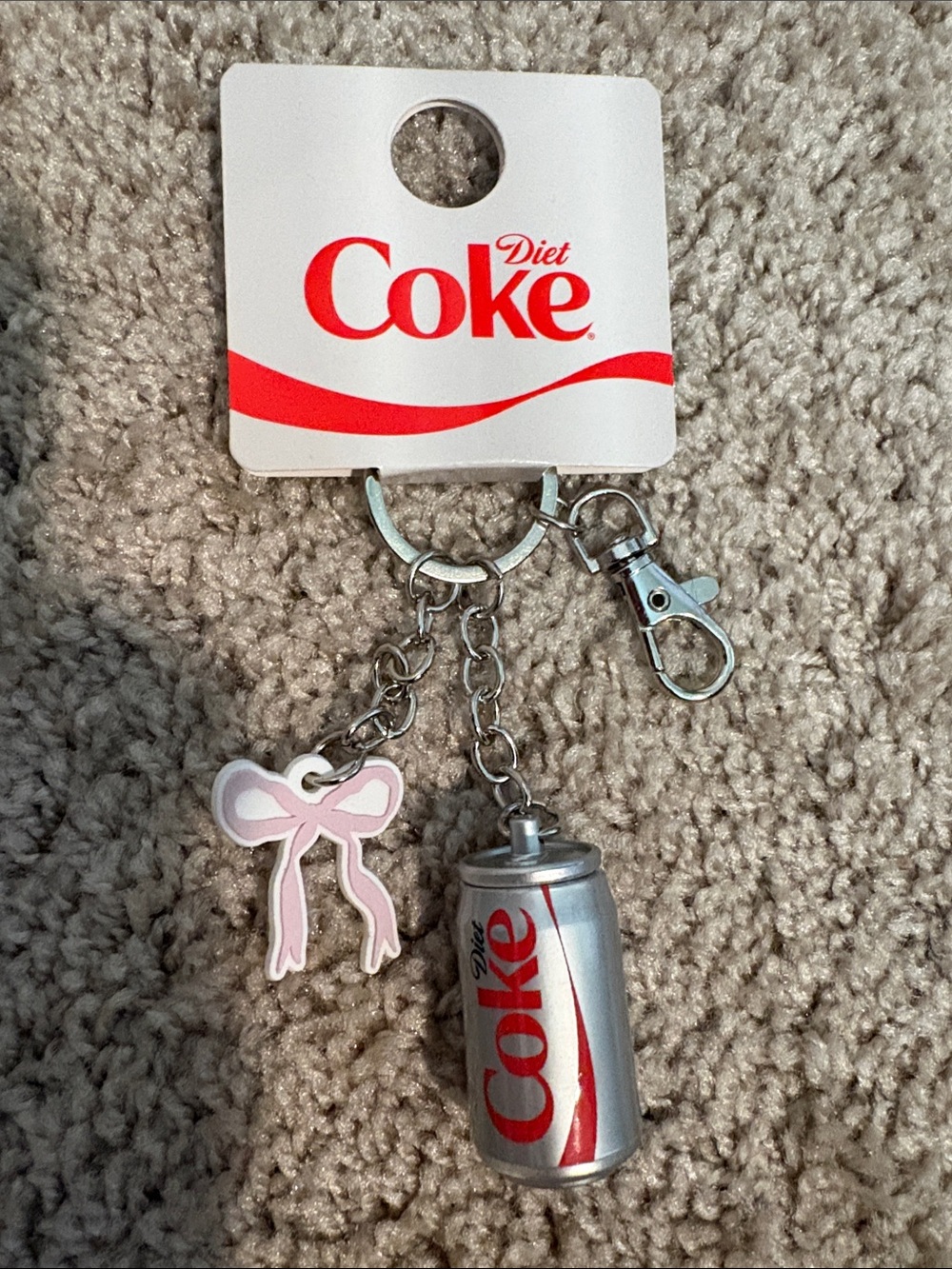 🥤🎀 Diet Coke girly keychain - Pink Bow & Can Keychain Bag Charm
